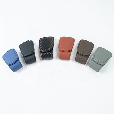 Custom Magnetic Car Sunglasses Clip PU Leather Eyeglasses Holder with Sunshade Durable Leather Products