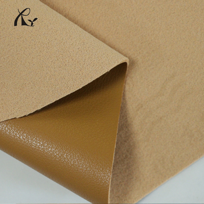 Litchi Grain Leather 1.4mm PU Waterproof Imitation Cotton Velvet Base Fabric for Shoes Chair Car Bag Garment Microfiber Leather